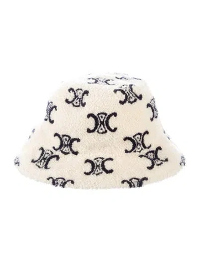 Pre-owned Celine Terry Cloth Triomphe Patterned Bucket Hat W/tags In Black/neutrals