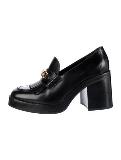 Pre-owned Celine Tess Loafer Triomphe Pumps In Black
