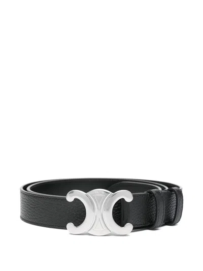 Celine Textured Buckle Belt In Black