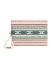 Celine Thais Pouch In Striped Textile With Triomphe
