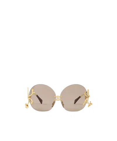 Celine The Branch Sunglasses In Metal In Brown