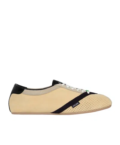 Celine The Flat Sneaker In Suede Calfskin And Lambskin In Neutral