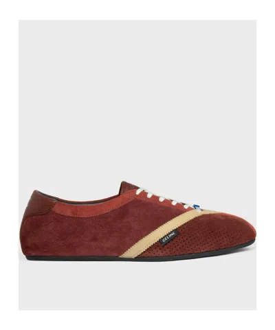 Celine The Flat Sneaker In Suede Calfskin And Lambskin In Brown