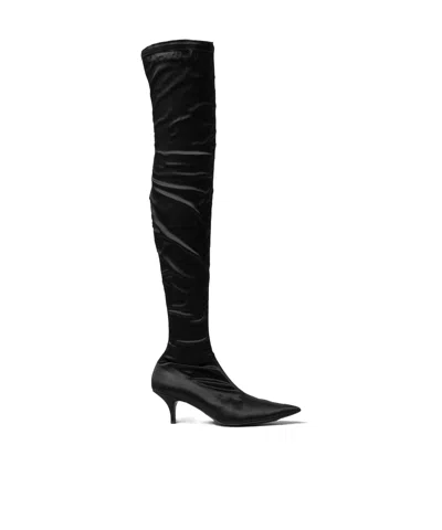 Celine Thigh-high Satin  Booty In Black