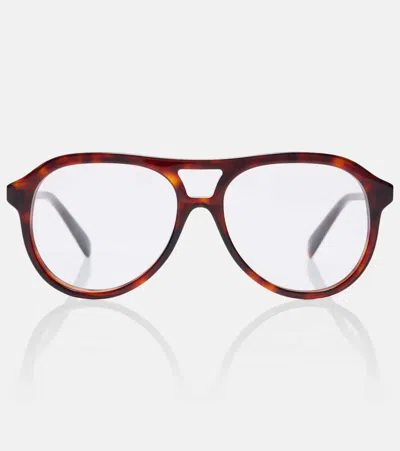 Celine Thin Aviator Glasses In Brown