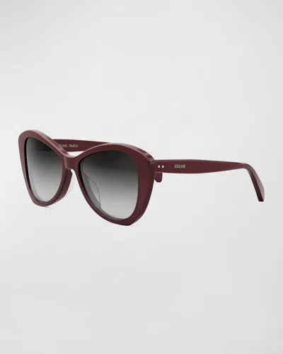Celine Thin Logo Acetate Butterfly Sunglasses In Black