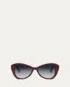 Celine Thin Logo Acetate Butterfly Sunglasses In Gold