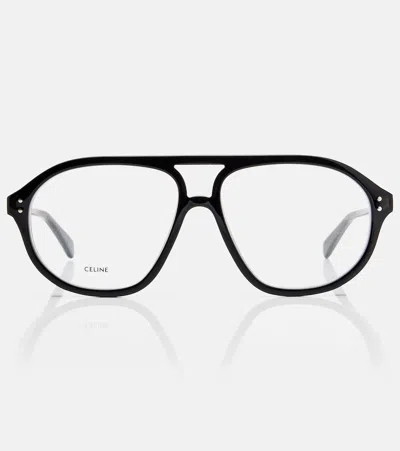 Celine 纤细领航员眼镜 In Black