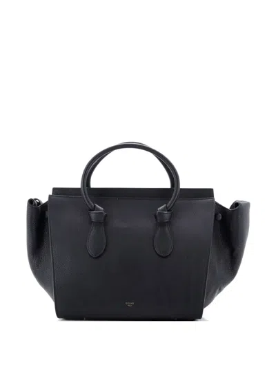 Pre-owned Celine Tie Knot Grainy Leather Small Tote Bag In Black