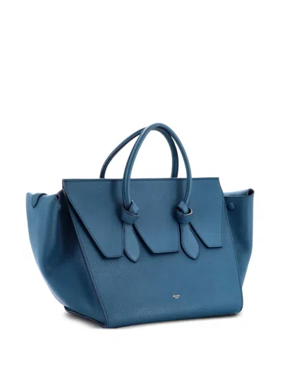 Pre-owned Celine Tie Knot Grainy Leather Small Tote Bag In Blue