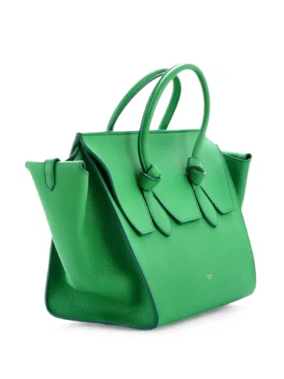 Pre-owned Celine Tie Knot Grainy Leather Small Tote Bag In Green