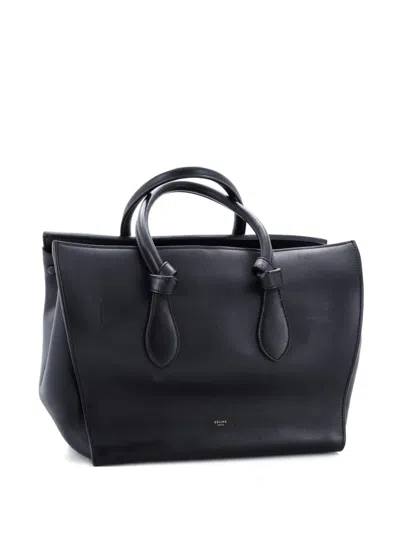 Pre-owned Celine Tie Knot Tote Smooth Leather Small Satchel In Black