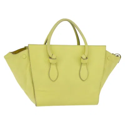 Pre-owned Celine Tie Knot Tote Smooth Leather Yellow Leather Bag ()