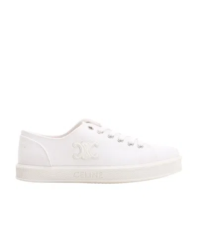 Celine Tie Low-top Sneakers In White