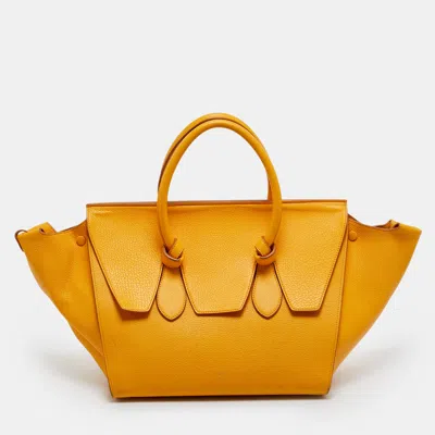 Pre-owned Celine Tie Medium Yellow Leather Tote