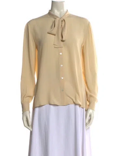 Pre-owned Celine Tie Neck Long Sleeve Blouse In Neutral