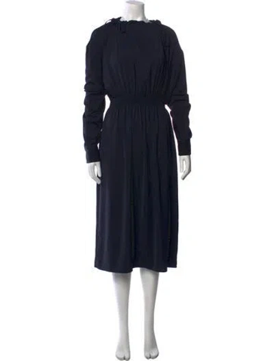 Pre-owned Celine Tie Neck Midi Length Dress In Blue