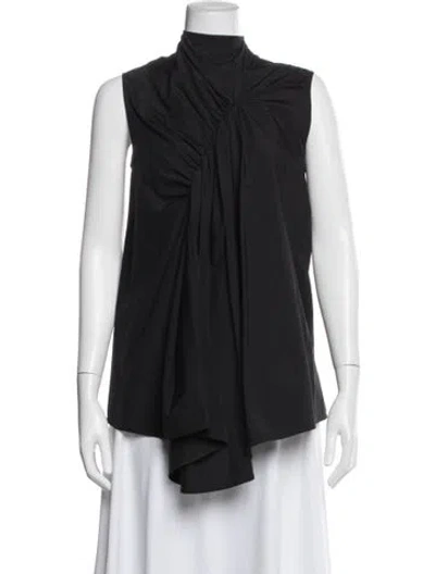 Pre-owned Celine Tie Neck Sleeveless Top In Black