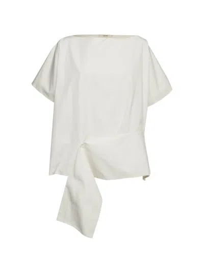 Pre-owned Celine Tie-detail Asymmetrical Top In White