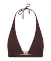 Celine Tie-front Triangle Top In Brown