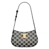 Celine Tilly Bag In Two-tone Triomphe Canvas In Black