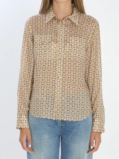 Celine Tilly Shirt In Wool And Silk Gauze In Multi