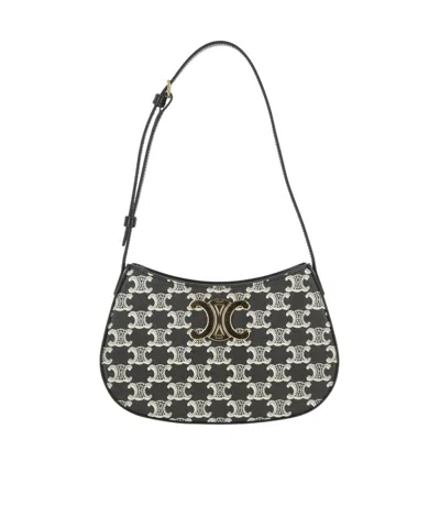 Celine Tilly Zippered Shoulder Bag In Black