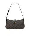 Celine Tina Shoulder Bag In Triomphe Canvas In Black