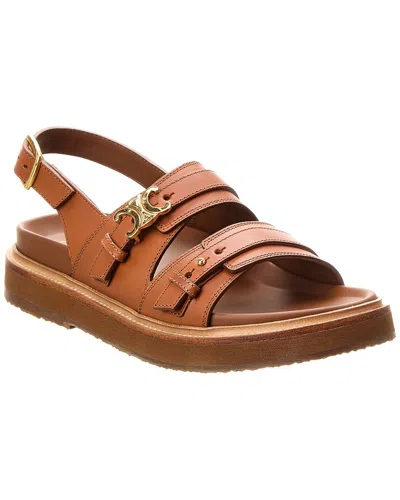 Celine Tippi Leather Sandal In Brown