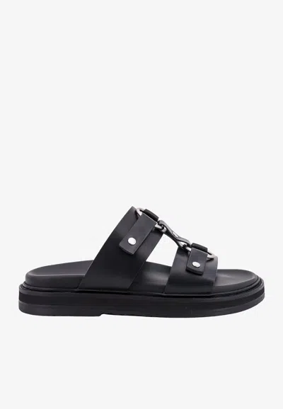 Celine Tippi Leather Sandals In Black