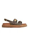 Celine Tippi Triomphe Flat Sandals In Brown