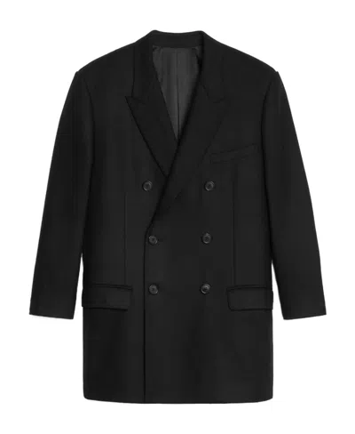 Celine Double-breasted Blazer With Pointed Collar In Black