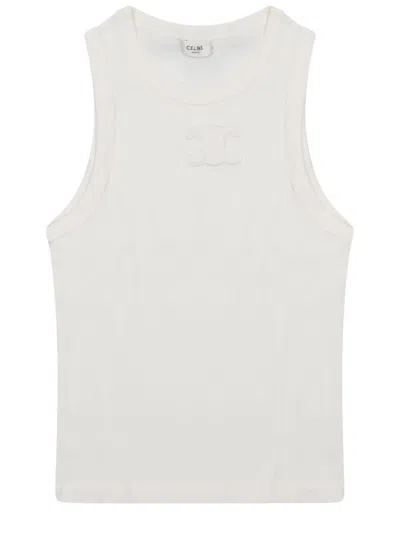 Celine Top Con Logo In White