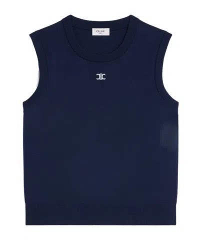Celine Top In Fine Wool In Blue