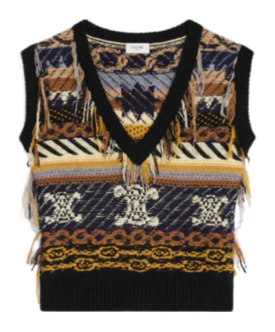 Celine Top In Jacquard Cashmere In Multi