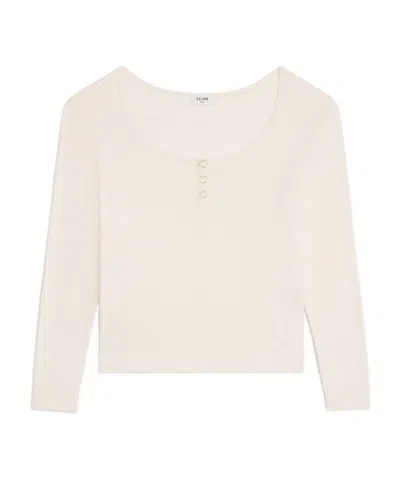 Celine Top In Triomphe Cotton Pointelle In Cream
