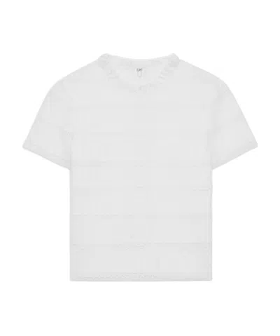 Celine Top With Embroidered Trims In Batiste Cotton In White