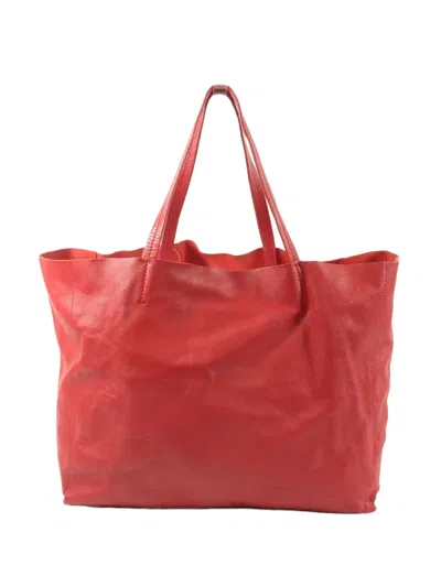 Pre-owned Celine Top-handles Calfskin Tote Bag In Red