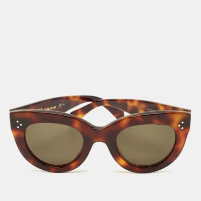 Pre-owned Celine Tortoise Brown Cl41050/s Frame Cat Eye Sunglasses