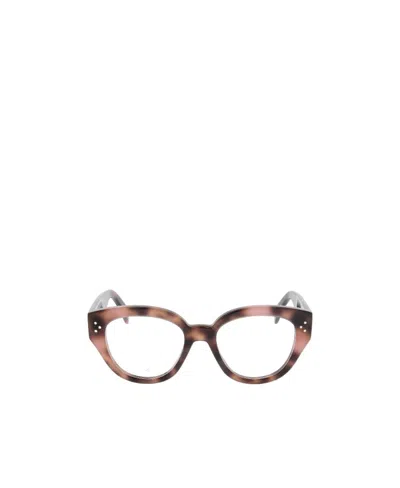Celine Tortoiseshell-effect Round-frame Glasses In Multicolor