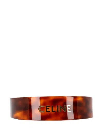 Pre-owned Celine Tortoiseshell Logo Headband In Brown