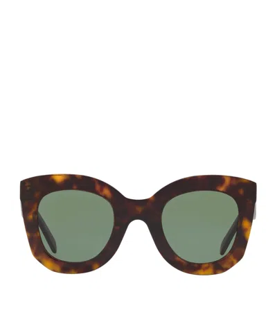 Celine Tortoiseshell Rectangular Sunglasses In Brown