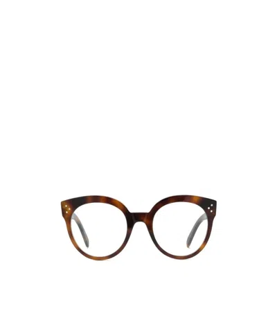 Celine Tortoiseshell Round Frame Glasses In Brown