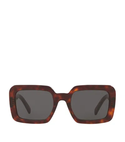 Celine Tortoiseshell Square Triomphe Sunglasses In Brown