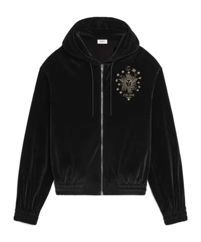 Celine Tracksuit Jacket In Velvet Jersey In Black