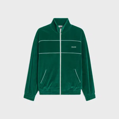 Celine Tracksuit Jacket In Velvet Jersey In Green