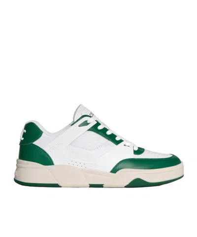 Celine Trainer Ct-09 Low Lace-up Sneaker In Calfskin And Mesh In White