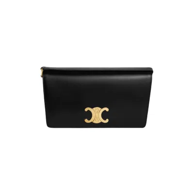 Celine Trapeze Triomphe Shoulder Bag In Black