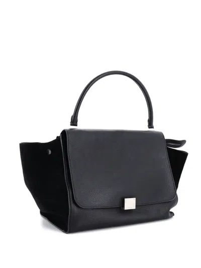 Pre-owned Celine Trapeze Bag Leather Medium Satchel In Black