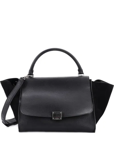 Pre-owned Celine Trapeze Bag Leather Medium Satchel In Black
